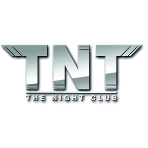 Logo du club de nuit TNT avec texte stylisé.