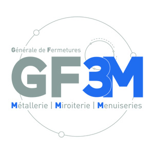 Logo de GF3M, spécialisée en métallerie, miroiterie et menuiseries.