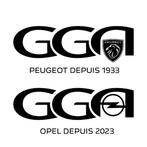 Logo de GGA avec Peugeot et Opel, années d'établissement respectives.