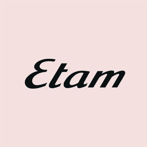 Logo de la marque Etam en lettres stylisées et modernes.