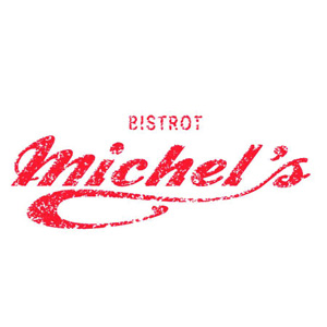 Logo du bistrot Michel's en lettres rouges stylisées.